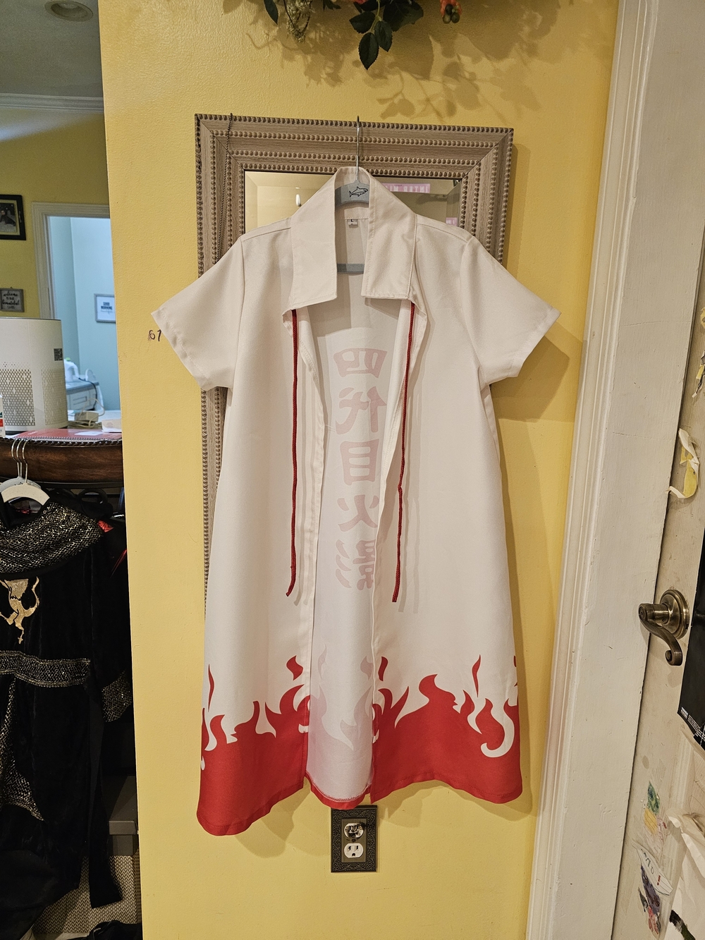 Naruto Cosplay White and Red Kids Short-Sleeve Flame Cloak Costume